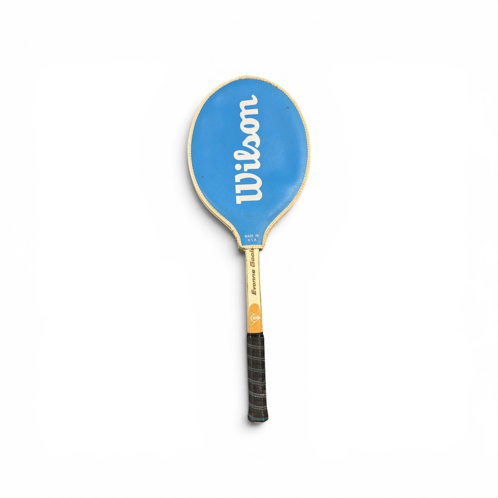 Vintage Dunlop Evonne Goolagong Wooden Tennis Racquet with Wilson Cover 4 3/8 L